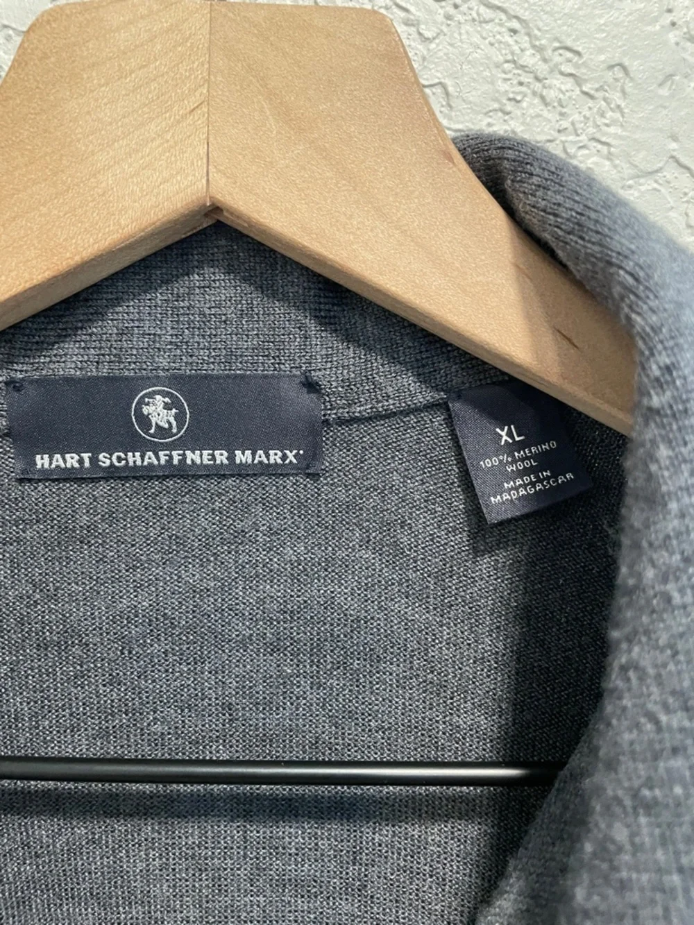 Hart Schaffner Marx 100% Merino Wool Sweater Mens XL Gray Long Sleeve Pullover